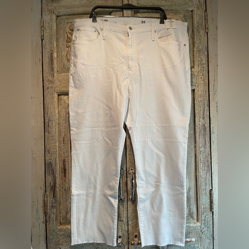 NWT J.Crew Slim Boyfriend White Denim Jeans /35, 20/